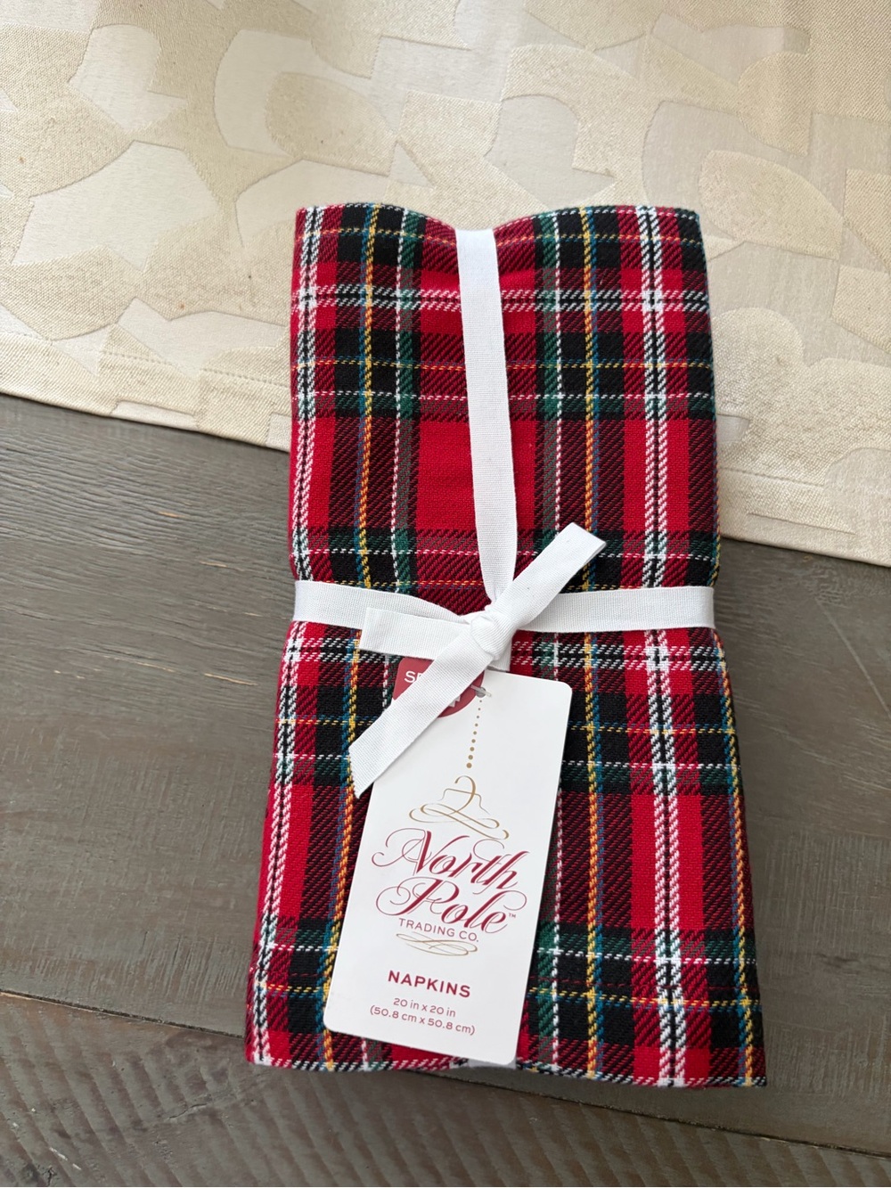 North Pole Trading Co. Red Tartan Plaid Cotton Napkins - Set